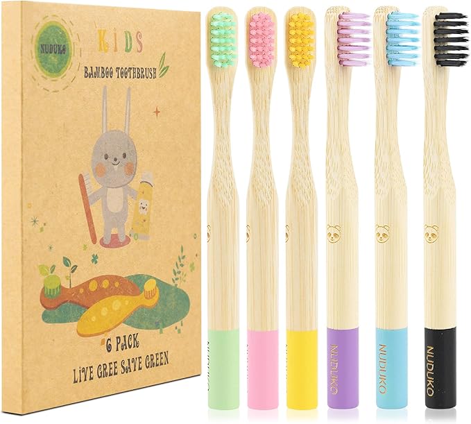Bamboo Kids Toothbrushes 6 Pack