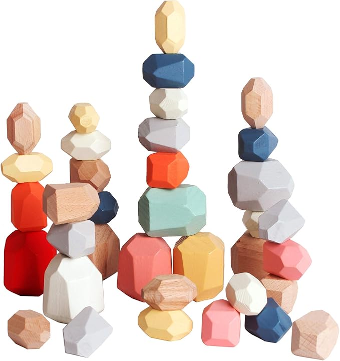 BESTAMTOY Wooden Stacking Rocks