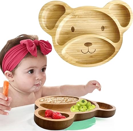 Bamboo Plates for Kids with Suction